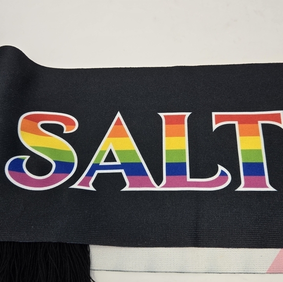 REAL SALT LAKE SOCCER RAINBOW SCARF LIMITED EDITION PRIDE FRINGE REVERSIBLE OS - Picture 14 of 16